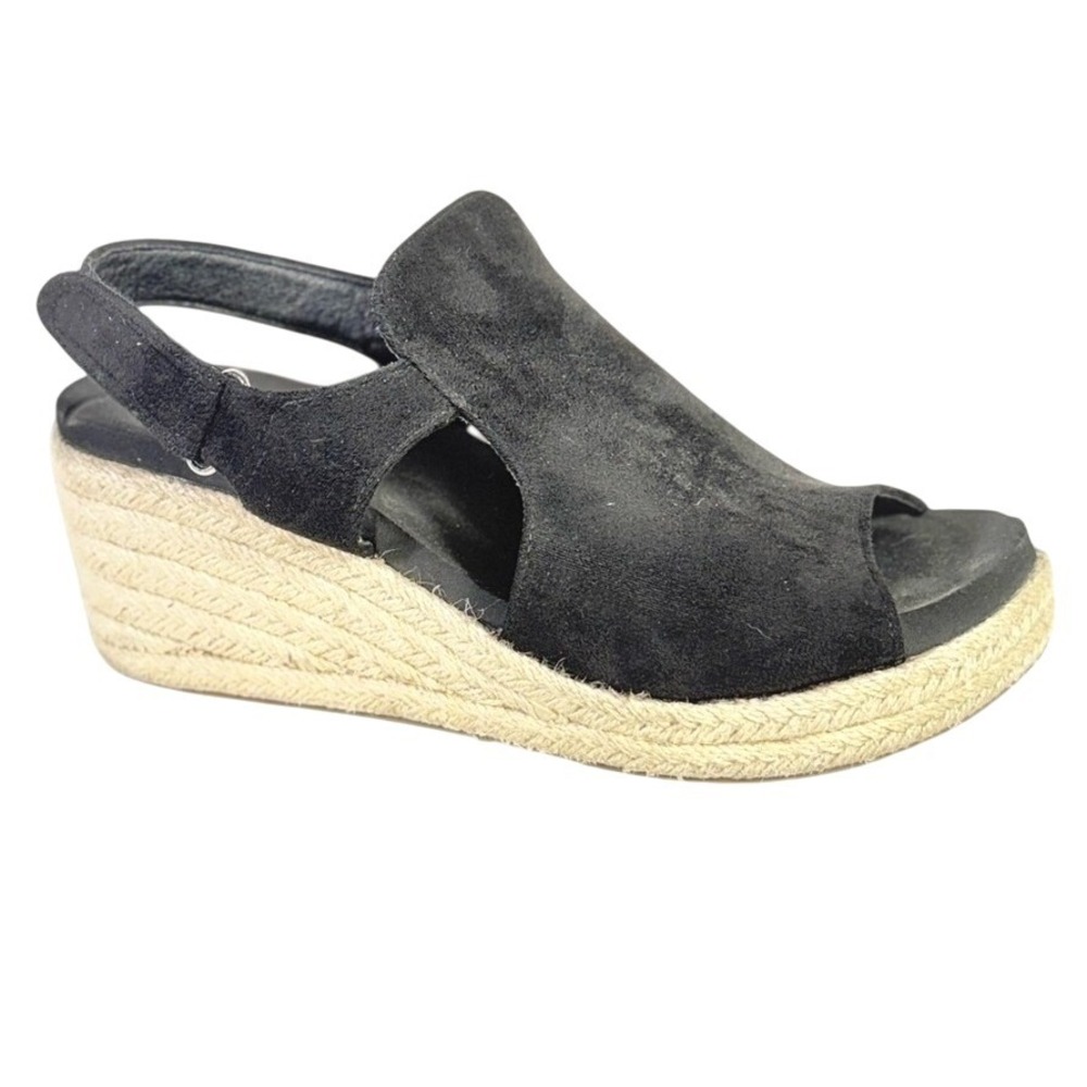 Corkys Pose size 8 Faux Black Suede Espadrille Wedge Sandals - Women